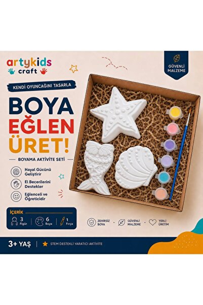ArtyKids Craft Taş Tozu Boyama Kiti // Deniz Serisi Set 1 // Aile - Çocuk Akt...