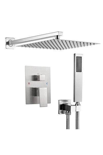 OMS Set de dus, Montaj incastrat, Inox, Argintiu, Cap dus patrat 30 cm, Dimen...