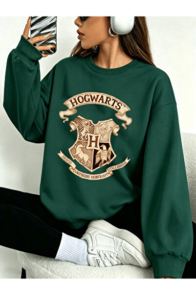 uyguntarz Unisex Emerald Wizard Crest Printed Crew Neck Sweatshirt