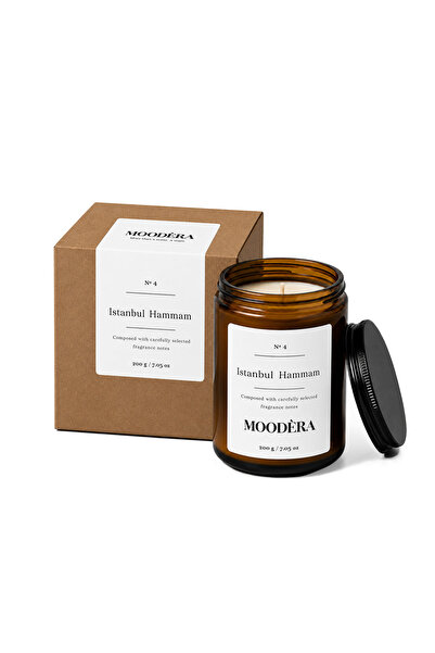 MOODÈRA Istanbul Hammam Kokulu Mum, %10 Koku Esansı, Soya ve Parafin Mum Karışımı, 220 g, Kutulu