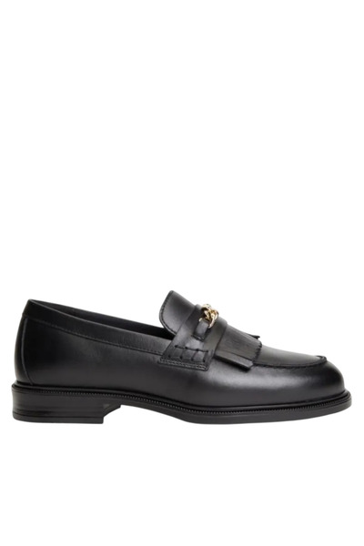 Tommy Hilfiger Γυναικεία Δερμάτινα Loafers Μαύρα FW0FW09668-BDS