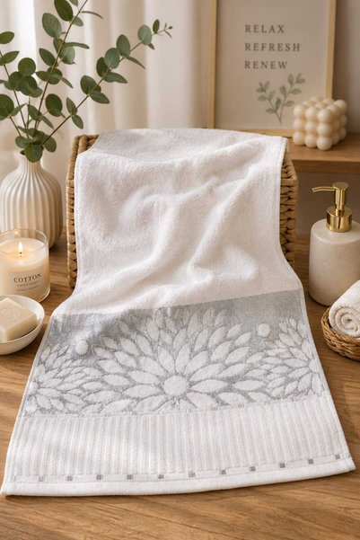 Mela Home Defne 50*90 cm 4-Piece Hand and Face Towel Set - Dowry - Gift - Kitchen 100% Cotton