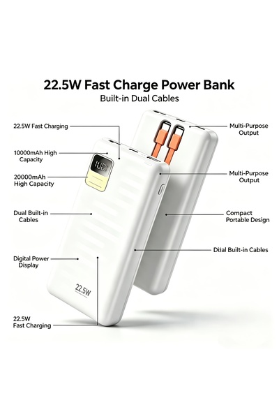 Generic Brand Brand new portable mobile power bank, with charge display, supp...