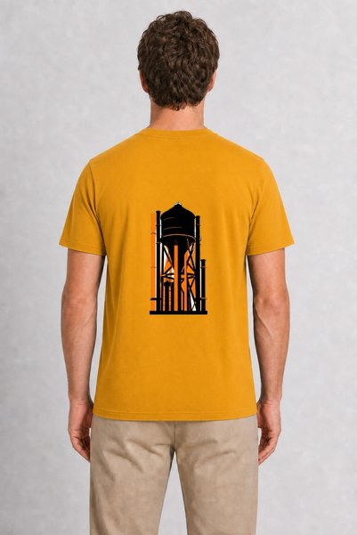 WAKHA Men's Modern City Skyline Printed Design - Back Print - Yellow
