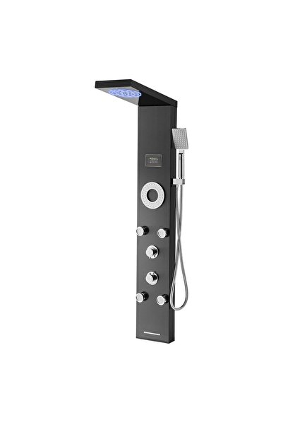 OMS Panou dus hidromasaj, Inox Negru, 6 in 1, Led, 1345 x 200 x 460 mm, 6 jet...