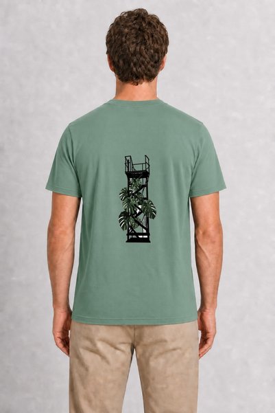 WAKHA Men's Urban Vines Minimalist Street Art - Back Print - Green