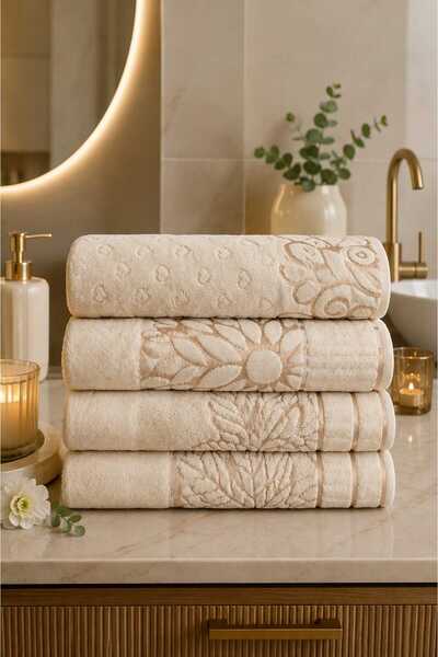 Mela Home Manolya Premium 100% pamuk set od 4 ručnika za lice 50*90 cm Vez - ...