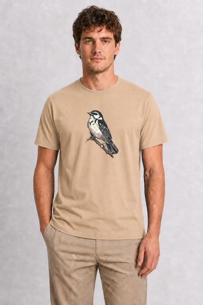WAKHA Men's Botanical Branched Woodpecker - Cream