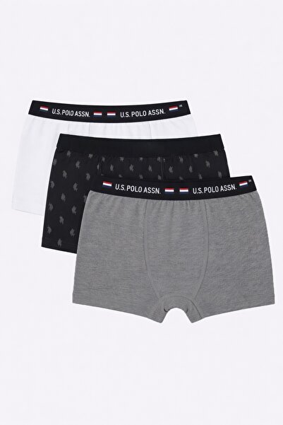 U.S. Polo Assn. Set 3 perechi boxeri pentru băieți din bumbac elastic cu band...