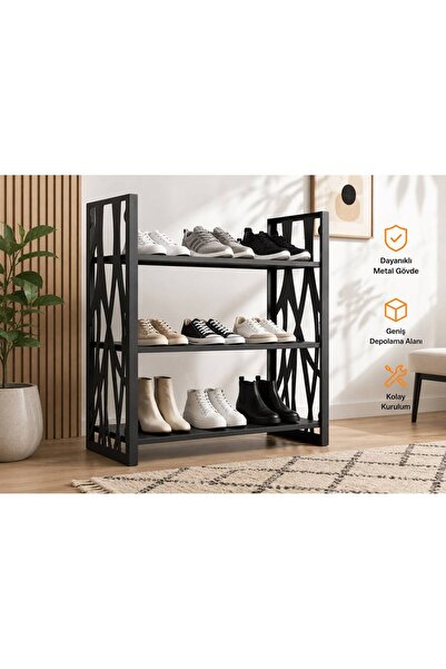 AYS DEKORASYON 3 KATLI METAL AYAKKABILIK RAFLAR VE HERŞEYİYLE METALDİR