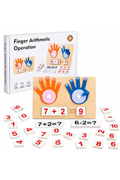 Stuniko ® Joc Montessori Matematică din Lemn cu Degete, Numere și Operații Ar...