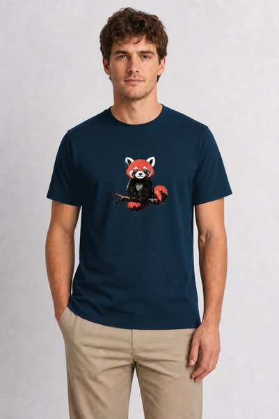 WAKHA Men's Modern Red Panda Illustration - Decorative Animal Image - Navy Blue