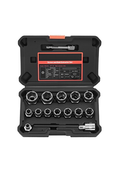 OMS Set 16 piese pentru extragerea suruburilor si piulitelor cu impact, cu ad...