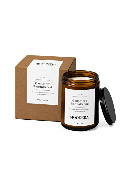MOODÈRA Sandalwood Kokulu Mum, %10 Koku Esansı, Soya ve Parafin Mum Karışımı, 220 g, Kutulu