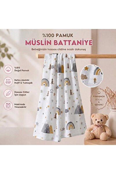 görgül bebe Muslin Baby Blanket 100% Cotton