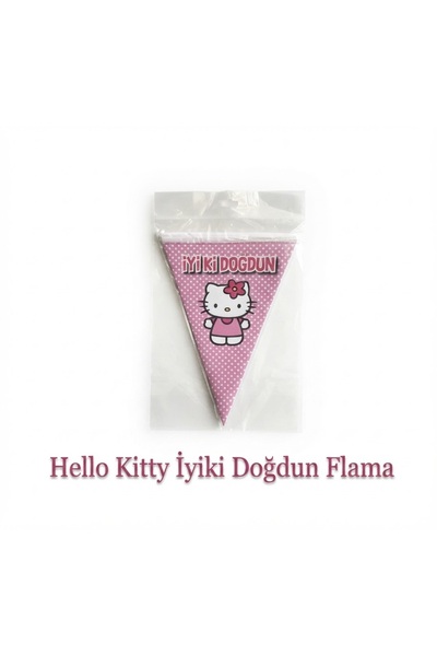 Yogi parti Hello Kitty İyiki Doğdun Flama - Pembe Puantiyeli Doğum Günü Parti...