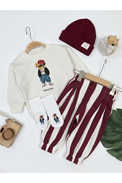 bebendy baby&kids Baby Set - Burgundy - Animal print