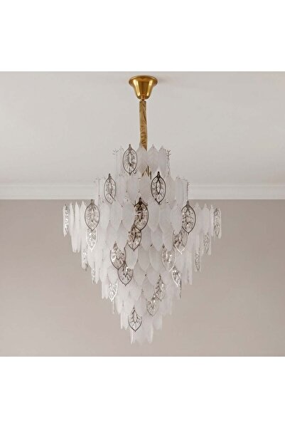Danube Home Abels 57 Lights Staircase Chandelier Adjustable 4 Meter Gold, Gla...