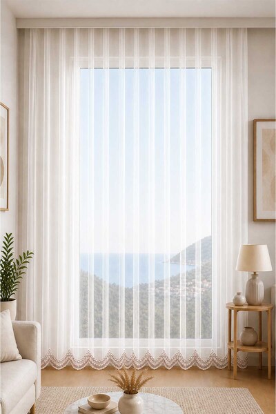Premier Home Fusta din dantelă 17390 Brode Perdea din tul la dimensiune speci...