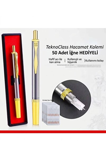 TeknoClass Profesyonel Fizik Tedavi Hacamat Kalemi Ağrı Azaltıcı 50 Adet Iğne...