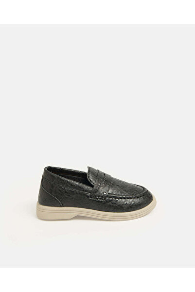 REDTAG Boys Black Textured Loafers