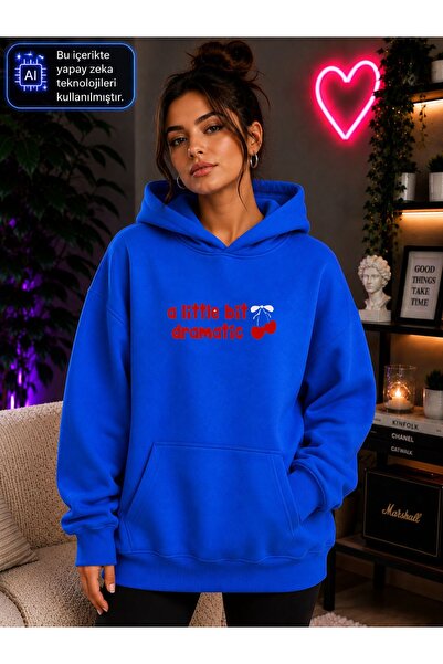 caddekombin Women's a Little Bit Dramatic Cherry Printed Hooded Kangaroo Pock...