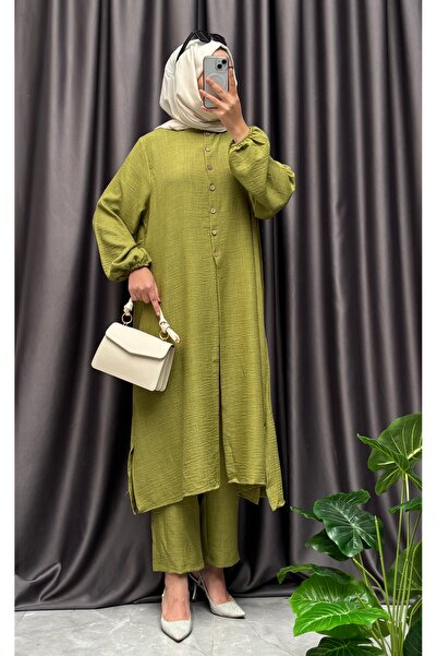 NİSUM MODA Linen Half Button Suit