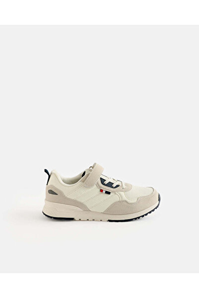 REDTAG Boys White Material Block Slim Runner Sneakers