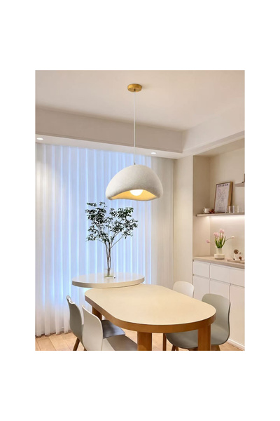 luminastar Lustră suspendată organică Japandi 1xE27 (Abajur alb texturat de 3...