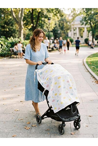 FG Store %100 Pamuk Müslin Bebek Arabası Örtüsü