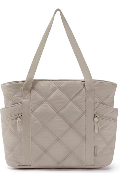 GENERAL Quilted Puffer Design Tote Bag with Zipper Suitable for Travel Essent...