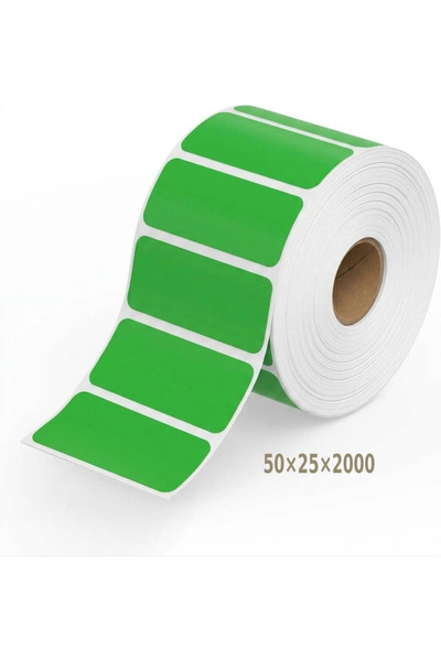 BARCODE Barcode Stickers (Dt) Thermal 25X50X2000 Stickers-2Rolls-Green