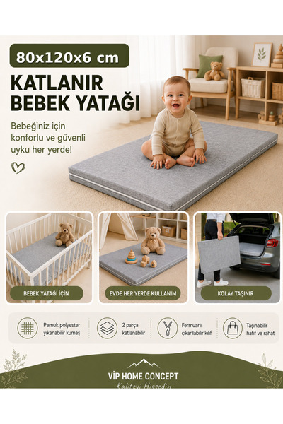 Vip Home Concept Market Ürünleri Katlanır Çocuk Yatağı Sünger Yer Yatağı Oyun...