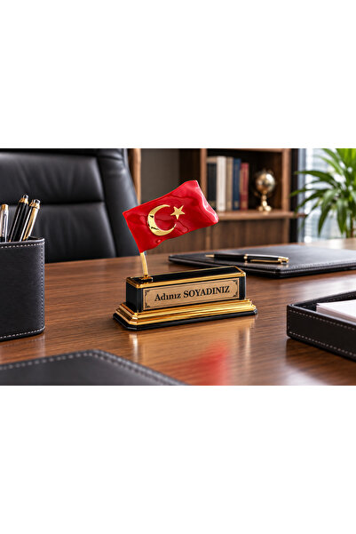 Mutluyol Kişiye Özel İsimli Türk Bayraklı Masa İsimliği – Ofis Masaüstü İsimlik