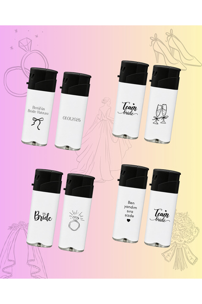İDEAL REKLAM 50 Adet Kişiye Özel Kasai mini Manyetolu Çakmak Bride Parti-Nika...