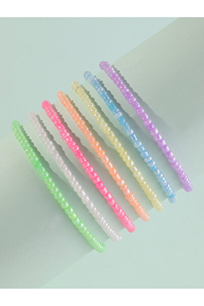 Take Two By Styli Pack of 7- Girls Multi-Color Pastel Beaded Stackable Bracelets