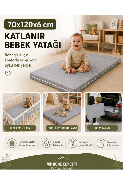 Vip Home Concept Market Ürünleri Katlanır Çocuk Yatağı Sünger Yer Yatağı Oyun...