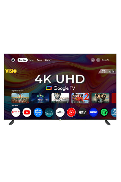 Visio تلفزيون ذكي 75 بوصة بدقة 4K UHD، واجهة جوجل تي في، جهاز تحكم عن بعد بال...