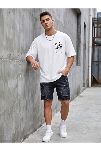 Flubutik Tricou cu guler rotund, din bumbac organic, cu textură, confortabil,...