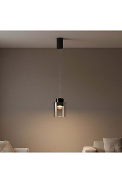 Danube Home Ashley Pendant Lamp – Metal And Glass – Smoke Grey – Adjustable L...