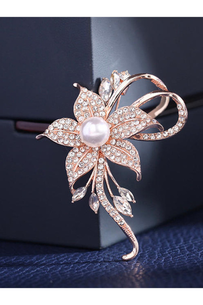 Take Two By Styli Golden Flower Pearl Brooch