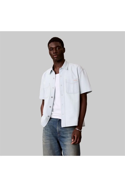 Calvin Klein Φαρδύ τζιν πουκάμισο με κοντά μανίκια XL