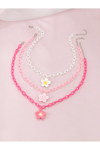 Take Two By Styli Pack of 3 - Girls Multi-Color Blossom Charm Necklaces