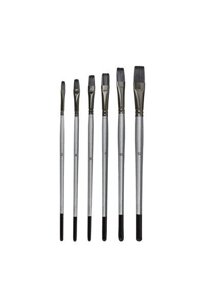 OEM Set pensule pentru pictură și desen, 6 bucăți – vârf plat, mâner lemn