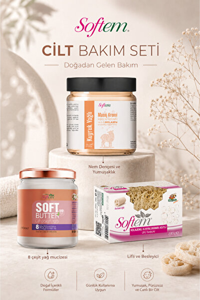 Softem Softbutter cilt bakım kremi, Kuyruk yağlı masaj kremi ve Kolajenli Hya...