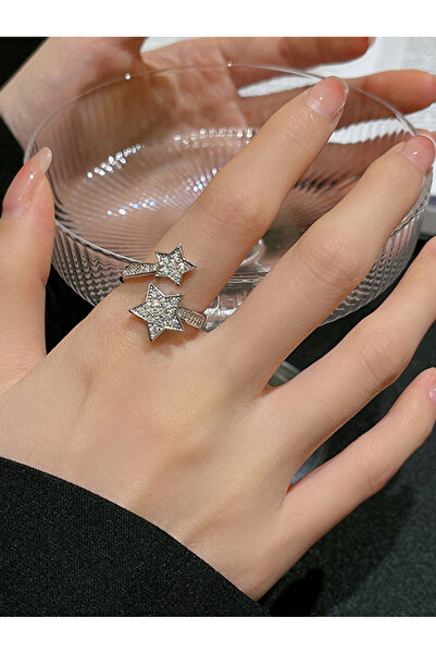 Take Two By Styli Silver Star Design Adjustable Ring