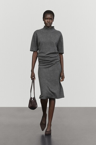 Massimo Dutti Yün karışımlı perkins yaka triko kazak