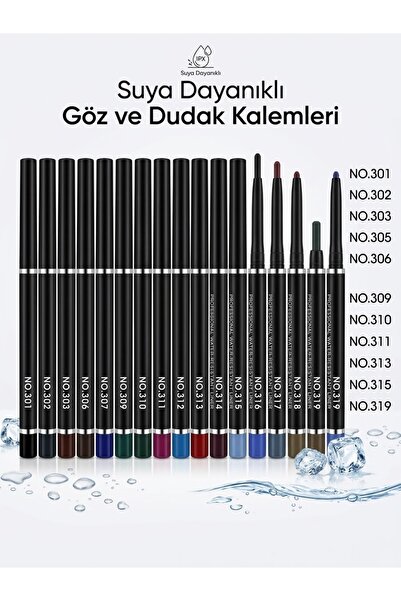 PRYON 3 adet renk seçebilirsiniz-ASANSÖRLÜ SU GEÇİRMEZ GÖZ VE DUDAK KALEMİ – ...