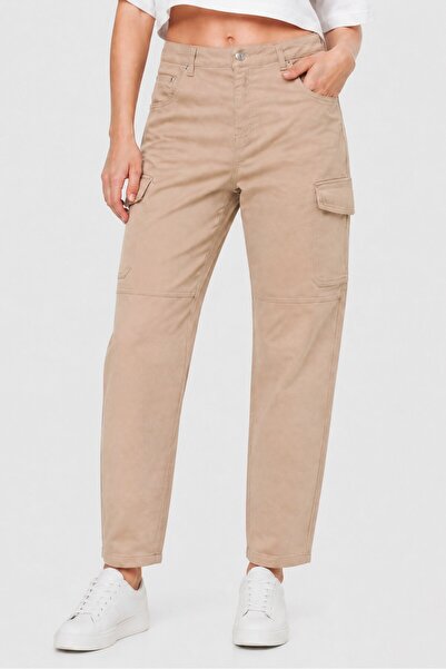 Don't Call Me Jennyfer Women Skinny Fit Solid Cargo Pants, Beige
