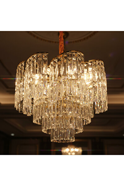 Danube Home Adira 10 Lights Crystal Chandelier 50cm-Gold, Bedroom Chandeliers